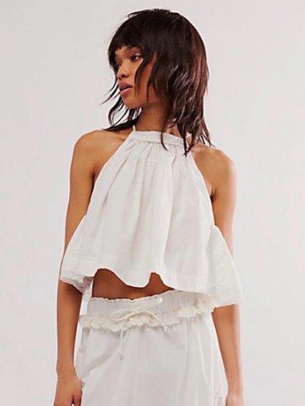 Free People White Halter Crop Top